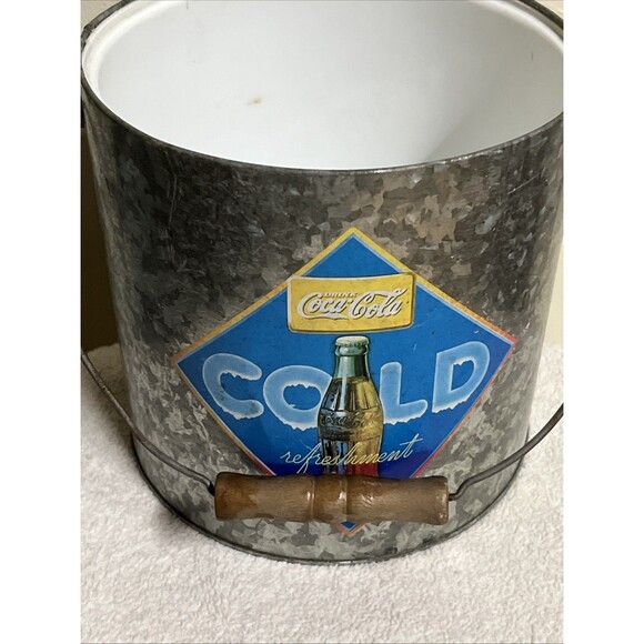 Coca Cola Coke Cold Refreshment Galvanized Steel Ice Pail With Bucket No Lid - Picture 4 of 8